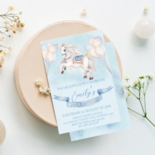 Invitation Fairytale Pony Balloons 1er Anniversaire Party Boy