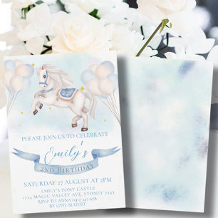 Invitation Fairytale Pony Star Balloon 1er anniversaire Boy P