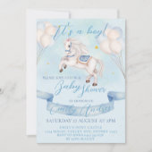 Invitation Fairytale Pony Star Balloons Baby shower Boy (Devant)