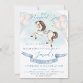 Invitation Fairytale Pony Stars Bleus Ballons Anniversaire (Devant)