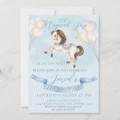 Invitation Fairytale Pony Stars Bleus Ballons Anniversaire (Devant)