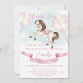 Invitation Fairytale Pony Stars Pink Balons Anniversaire (Devant)