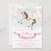 Invitation Fairytale Pony Stars Pink Balons Anniversaire (Devant)