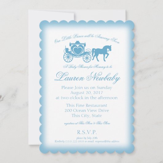 Invitation Fairytale Prince Baby shower bleu (Devant)