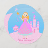 Invitation Fairytale Princess à Pink Birthaday (Devant / Derrière)
