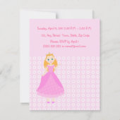 Invitation Fairytale Princess à Pink Birthaday (Dos)