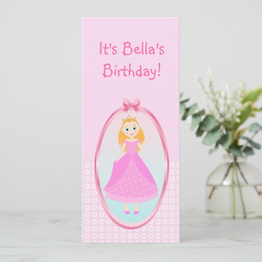 Invitation Fairytale Princess à Pink Birthaday (Debout devant)