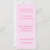 Invitation Fairytale Princess à Pink Birthaday (Dos)