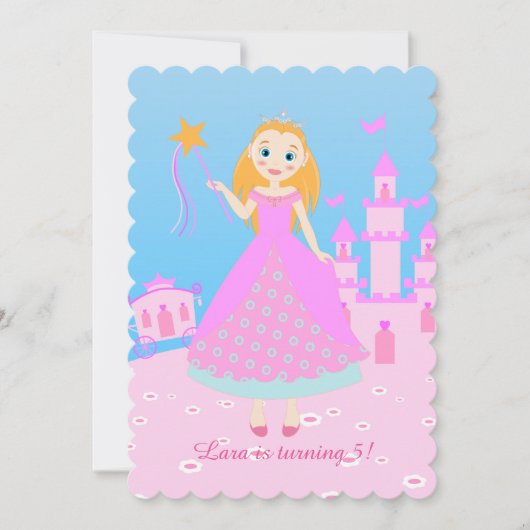 Invitation Fairytale Princess à Pink Birthaday (Devant)