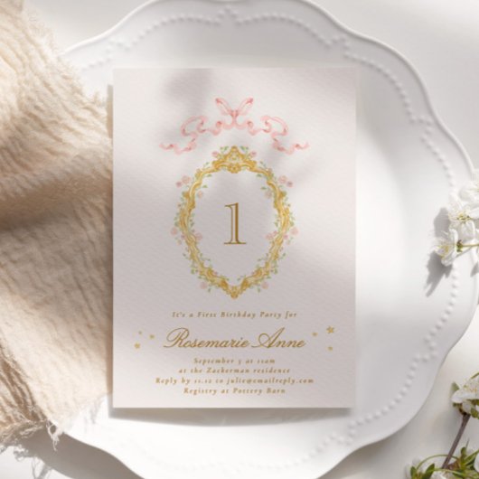 Invitation Fairytale Princess Big Number Fille fête d'anniver