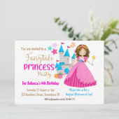 Invitation Fairytale Princess Brown Hair fête d'anniversaire (Debout devant)