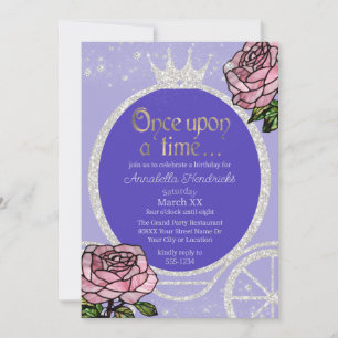 Invitation Fairytale Princess Carriage & Roses en verre tendu