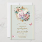 Invitation Fairytale Princess Castle Light Green Anniversaire (Devant)