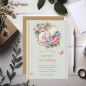 Invitation Fairytale Princess Castle Light Green Anniversaire