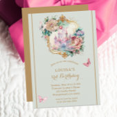 Invitation Fairytale Princess Castle Light Green Anniversaire