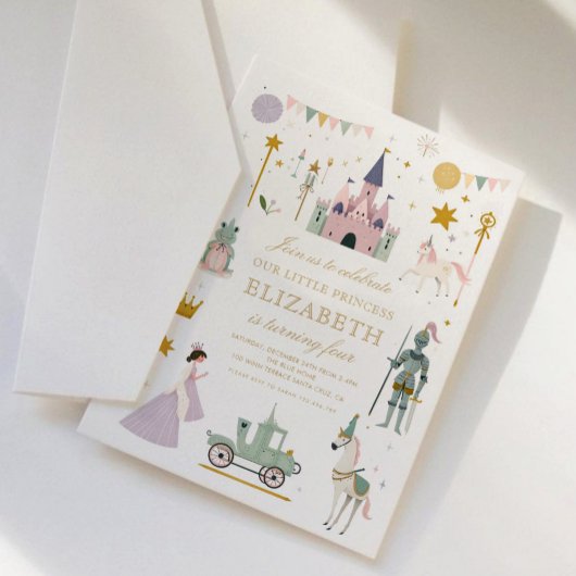 Invitation Fairytale Princess Dragon Girl Anniversaire