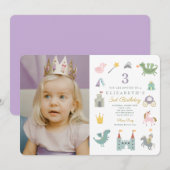 Invitation Fairytale Princess Dragon Photo Anniversaire (Devant / Derrière)