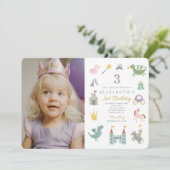 Invitation Fairytale Princess Dragon Photo Anniversaire (Debout devant)
