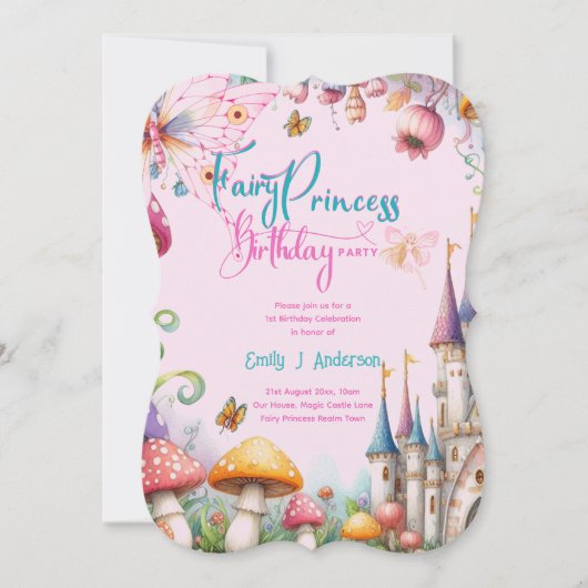 Invitation Fairytale Princess Fille Anniversaire Fairycore (Devant)