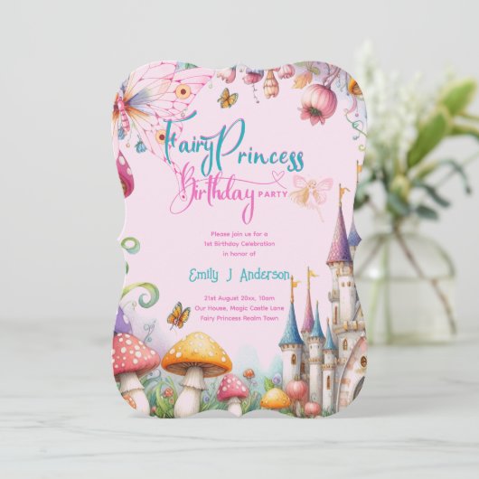 Invitation Fairytale Princess Fille Anniversaire Fairycore (Debout devant)