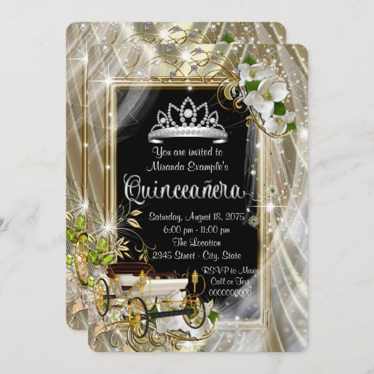 Invitation Fairytale Princess Quinceañera (Devant / Derrière)