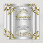 Invitation Fairytale Quinceanera 15e anniversaire Gold Silver (Devant / Derrière)