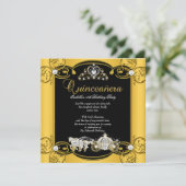 Invitation Fairytale Quinceanera 15e anniversaire Jaune Noir (Debout devant)
