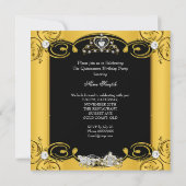 Invitation Fairytale Quinceanera 15e anniversaire Jaune Noir (Dos)
