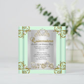Invitation Fairytale Quinceanera 15e anniversaire Mint Green (Debout devant)