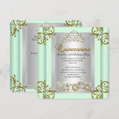 Invitation Fairytale Quinceanera 15e anniversaire Mint Green (Devant / Derrière)