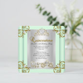Invitation Fairytale Quinceanera 15e anniversaire Mint Green (Debout devant)