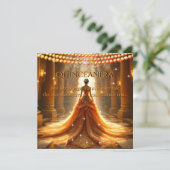 Invitation Fairytale Quinceanera 15e anniversaire Orange Gold (Debout devant)
