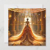 Invitation Fairytale Quinceanera 15e anniversaire Orange Gold (Devant)