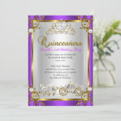Invitation Fairytale Quinceanera 15e anniversaire Purple Gold (Debout devant)