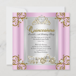 Invitation Fairytale Quinceanera 15e anniversaire rose