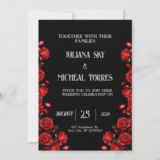Invitation Fairytale Red Roses Mariage (Devant)