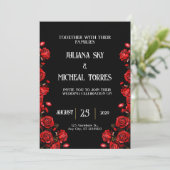 Invitation Fairytale Red Roses Mariage (Debout devant)