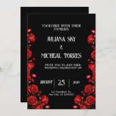 Invitation Fairytale Red Roses Mariage (Devant / Derrière)