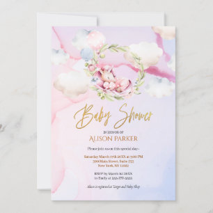 Invitation Fairytale Rose Unicorn Dream Cloud BABY SHOWER