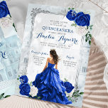 Invitation Fairytale Royal Blue Castle Elegant Quinceañera<br><div class="desc">Fairytale Royal Blue Castle Elegant Quinceañera Invitation</div>