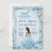 Invitation Fairytale Royal Castle Light Blue Quinceañera (Devant)