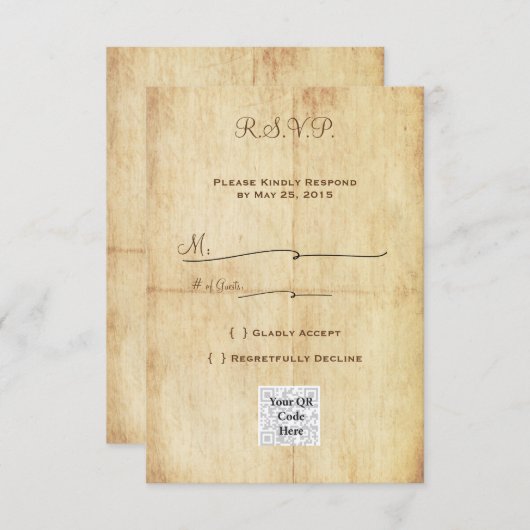 Invitation Fairytale RSVP Portriat WIth QR code - Texte Brown (Devant / Derrière)