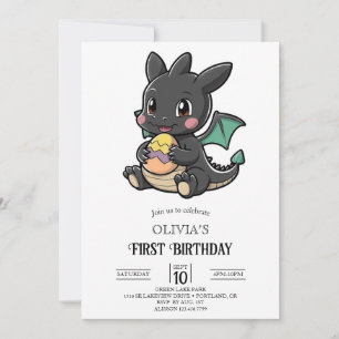 Invitation Fairytale Simple Dragon numérique 1er anniversaire
