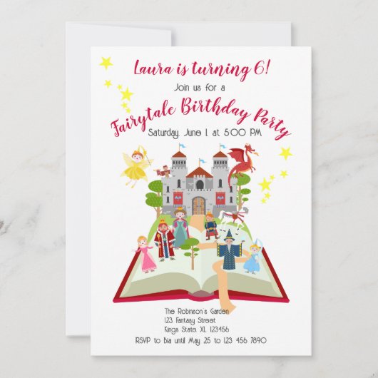 Invitation Fairytale Stories Fille fête d'anniversaire (Devant)