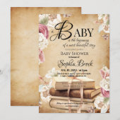 Invitation Fairytale Story Book Flower Baby Shower  (Devant / Derrière)