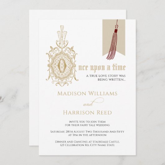 Invitation Fairytale Story Book one-upon-Time Mariage (Devant / Derrière)