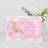 Invitation Fairytale Swan Rose Floral Et Dentelle 1ER Anniver (Debout devant)
