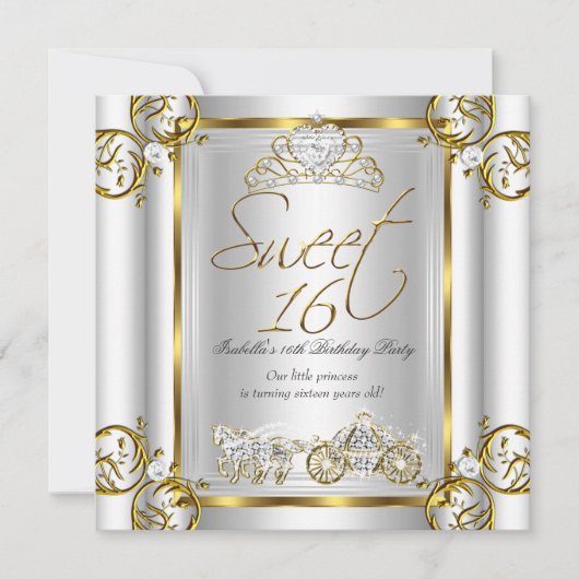 Invitation Fairytale Sweet 16 16e anniversaire Gold Silver 2 (Devant)