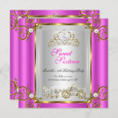 Invitation Fairytale Sweet 16 16e anniversaire Hot Pink (Devant / Derrière)
