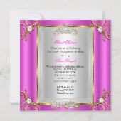 Invitation Fairytale Sweet 16 16e anniversaire Hot Pink (Dos)